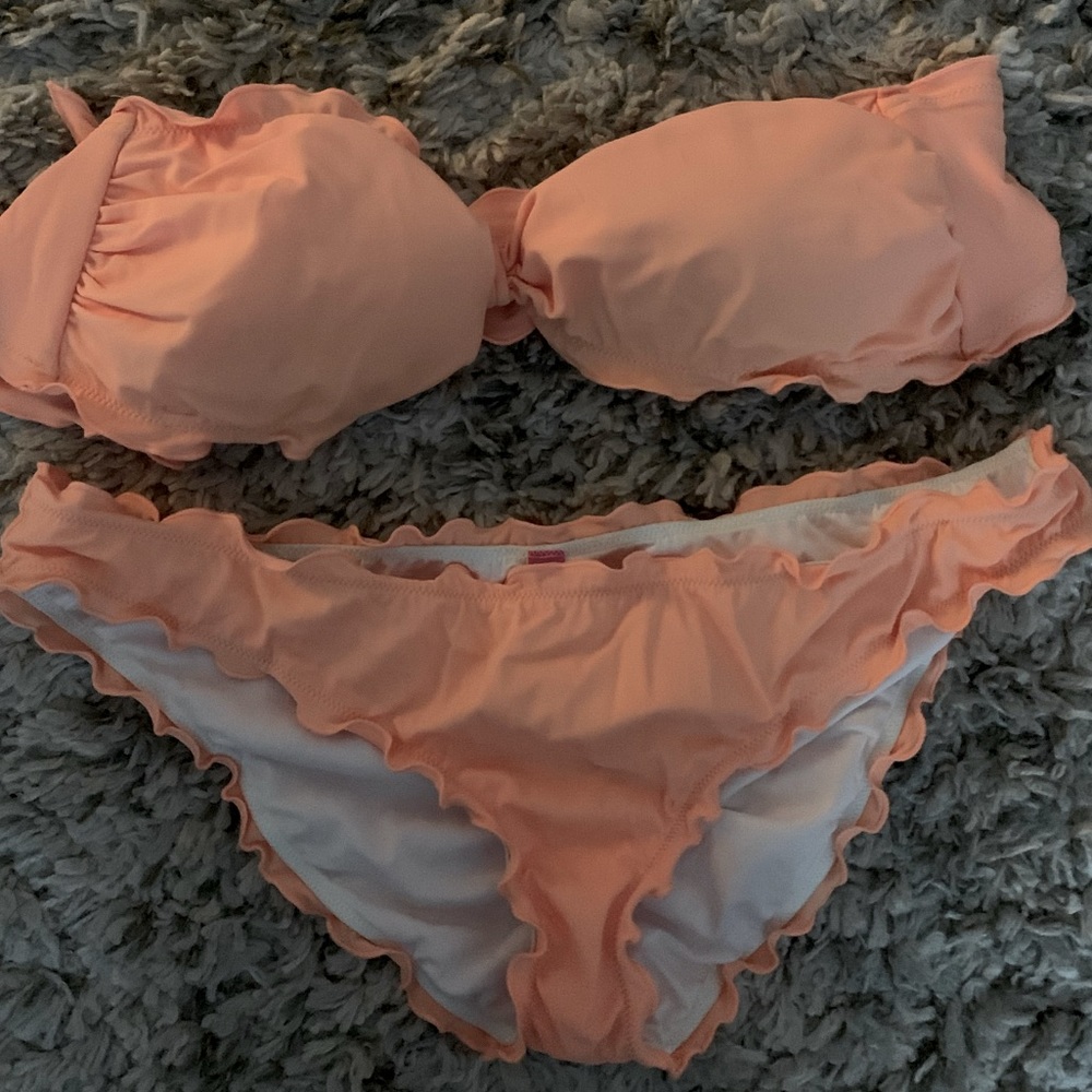 Soft orange VS strapless bikini